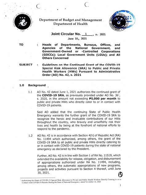 Joint Circular No. 1, s. 2021(DBM.